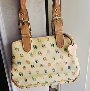 Dooney & Bourke Letter Logo Monogram Rainbow Tassel Satchel Handbag Purse Bag 
